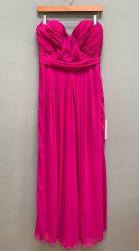 Badgley Mischka  Collection Magenta Fluorescent Chiffon Strapless Gown 10