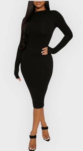 Naked Wardrobe Long Sleeve Midi Dress