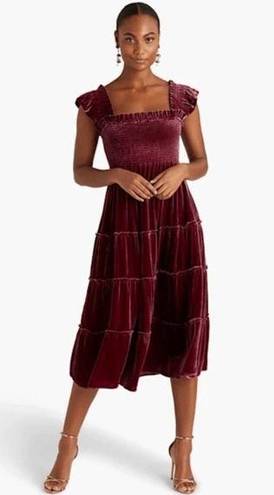 Hill House  Home NWT Burgundy Velvet Akilah Nap Dress Midi Size Small