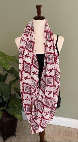 NCAA Alabama Infinity Scarf Gauzy Frayed Hem  College Team Gear Crimson Tide