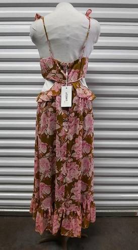 Likely  Katerina Dress Womens Size 10 Pink Floral Cut Out Sleeveless Midi