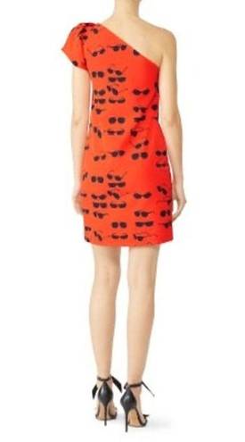 Victoria Beckham VICTORIA  Red Printed Sunglasses One Shoulder Dress Size 4