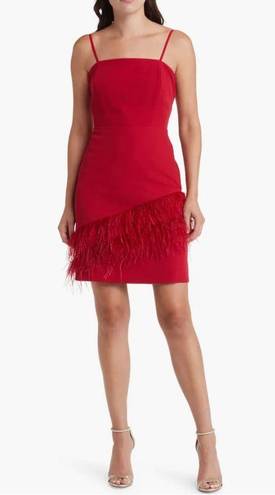 Sam Edelman Feather hem sheath Red Wine Dress NWT $158 Valentines Woman size 10