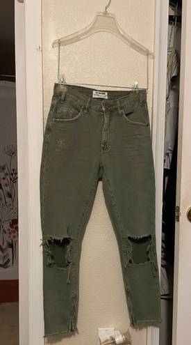 One Teaspoon Freebirds Olive Green Cropped ankle Jeans