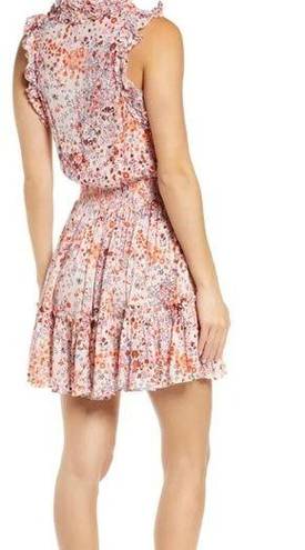 Poupette St. Barth  Pink Murrina Floral Print Ruffle Cover-Up Dress Size Small NWT