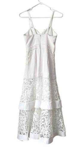 Alexis  Harlowe Lace Tiered Midi Dress in White Sz XS