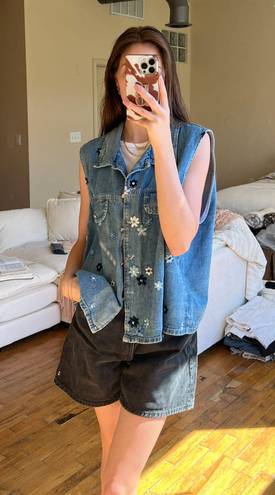 Flower Denim Vest Multi Size L