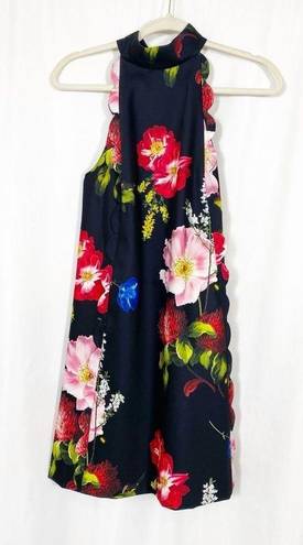 Ted Baker  London Tanii Floral Mock Neck Scallop Shift Dress Berry Sundae