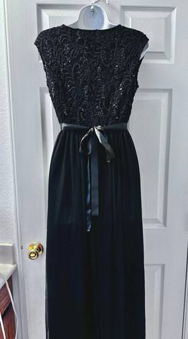 Candalite Black Lace Ribbon Belt Maxi Dress