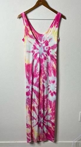 Young Fabulous and Broke  Tulla Column Dress in Pink Anemone Wash Tie Dye Womens M