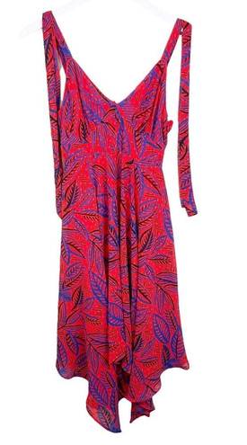 Alexis  for Target Tropical Leaf Tie Shoulder Strap Asymmetric Dress Size XXS