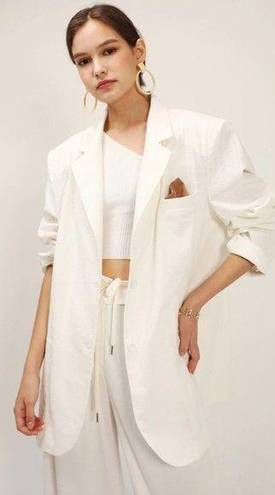 Storets  Brianna Oversized Cotton Blazer in White Size S/M Women's