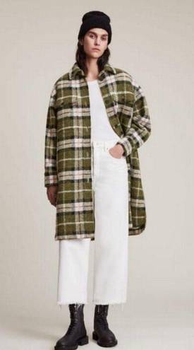 ALLSAINTS 💕💕 Tia Plaid Wool Blend Shirt Jacket ~ Green Check Print ~ US 4 NWT