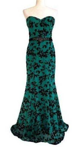 City Triangles  Green Black Strapless Mermaid Formal Gown Dress Size 9 Junior NEW