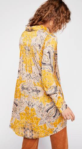 Free People $128 Field Of Butterflies Gold Tunic Dress Size Small