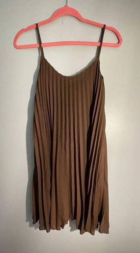 See You Monday  pleated brown dress