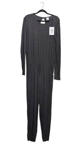 Zyia  Active Long Sleeve Jumpsuit Gray Womens Large Athleisure Loungewear Stretch