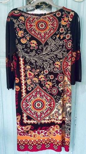 Tiana B  Autumn Paisley Print Split Sleeve Dress Women's Size Medium