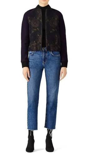 Martin Grant Paris Brocade Bomber Jacket in Blue 4 36 Womens Jacquard Coat Size undefined