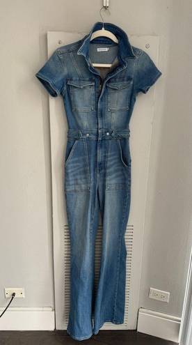 Good American  Denim Fit For Success Flare Jumpsuit 0