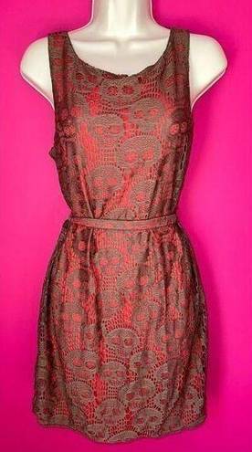 Chelsea and Violet  ORANGE TAN OVERLAY MINI DRESS WOMENS SIZE M NWT D25