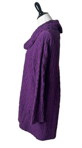 Habitat  Clothes To Live In Crinkle Tunic Purple Cowl Neck Textured Women‎ Size S