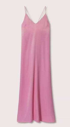 Mango Back Detail Pink Satin Dress