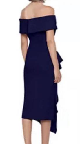 Betsy and Adam NWT Betsy Adam Off The Shoulder Ruffle Dress Navy Blue Size 6