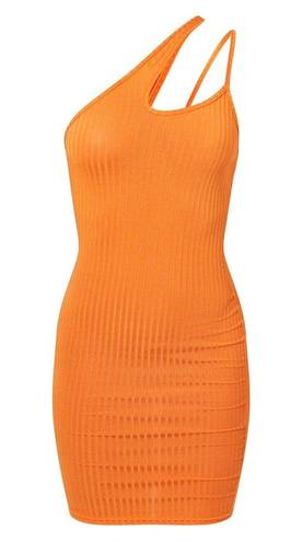 Pretty Little Thing  Bright Orange Asymmetrical Strap Detail Dress