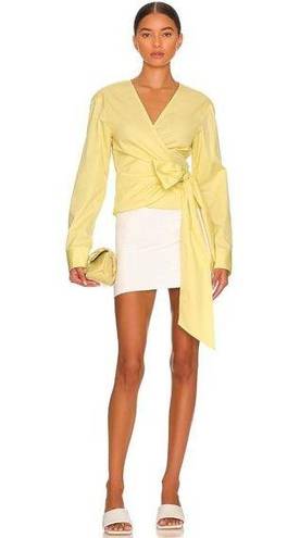 L'Academie L'Academia Ester Wrap Top in Cornsilk Large New Womens Blouse