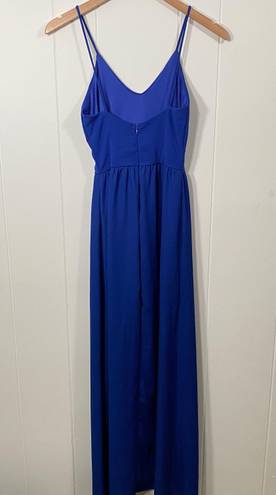 Dee Elle Blue Chiffon Maxi Dress with Front Slit Sheer Women's Small