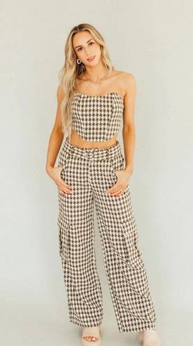 Blue Blush Strapless Gingham Crop Top