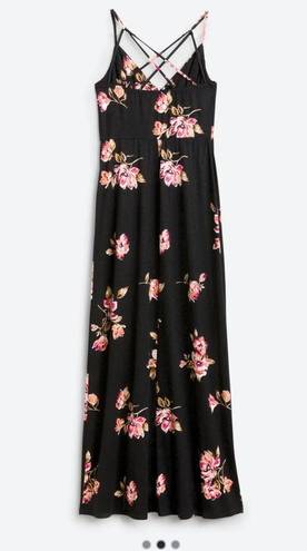 Nine Britton NWT  Willow brushed knit maxi dress floral black fit and flare Large