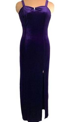 Onyx Vintage 90s  Night Dress Evening Gown Purple Velvet Sweetheart Neckline Maxi