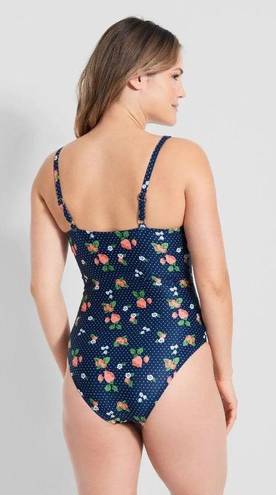 Modcloth NWOT  Brandy Underwire One-Piece Navy Strawberry Print Swimsuit Small