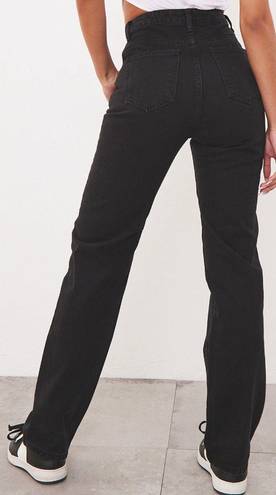 Pretty Little Thing Washed Black High Waist Straight Leg Jeans