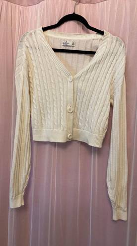 Hollister White Cropped Cardigan