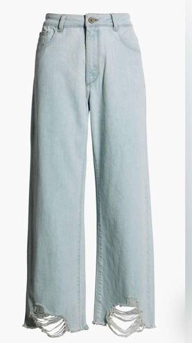 DL1961 Hepburn High Rise Destroyed Hem Wide Leg Jeans