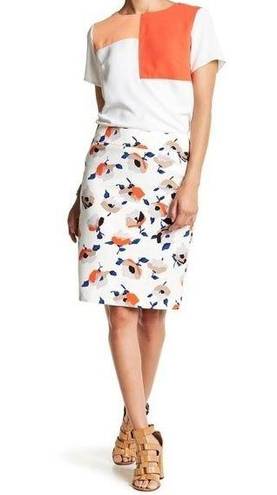 Nine West  Watercolor Artsy Floral Pencil Skirt Career Professional 8