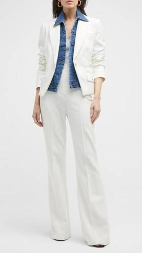 Veronica Beard  Size 10 Judy Off White Flare Pintuck Suit Pants High Rise Stretch
