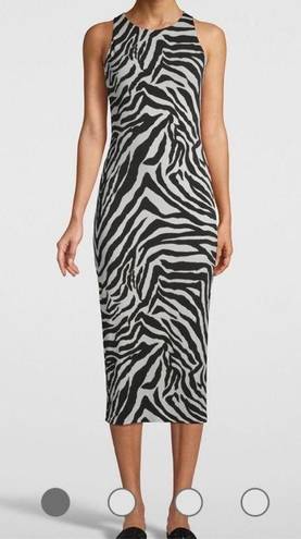 White House | Black Market WHBM Zebra Print Jersey Knit Midi Dress w/ Lace Up Small