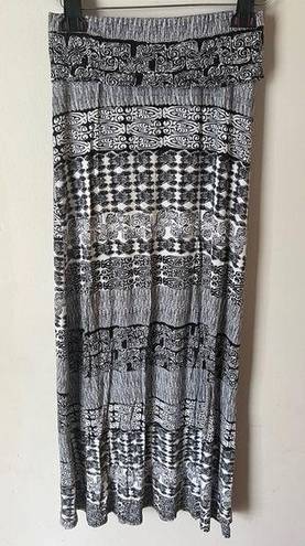 Kirra  Women’s Black & White Tribal Pattern Foldover Maxi Skirt Size M