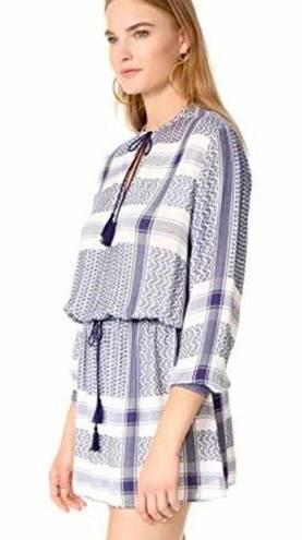 Rails  Adelinel Dress Sapphire Jacquard Navy White Tassle Long Sleeve Size M