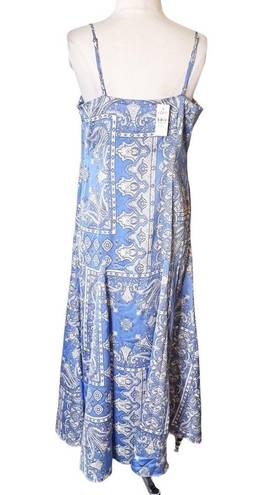 Loft NWT  Bandana Print Slip Dress Blue white sz 8