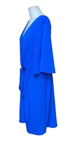 City Chic  Knot Front Fit & Flare Dress In Electric Blue Size XL / Plus Size 22