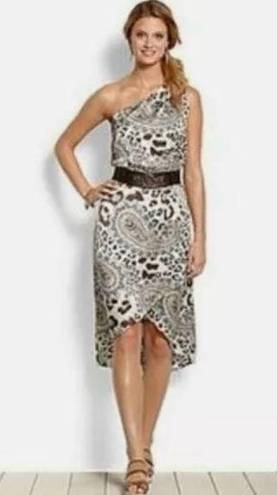 Tommy Bahama  Cub One Shoulder Dress Cream 12 Leopard Animal Print Paisley Maxi