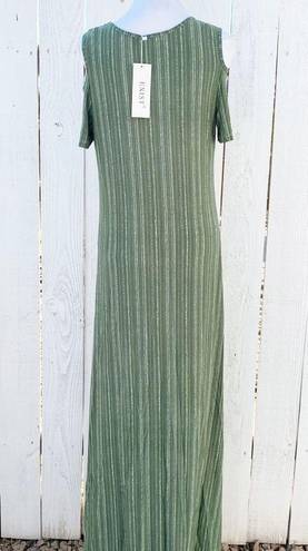 Exist olive long maxi cold Shoulder dress Size Large NEW