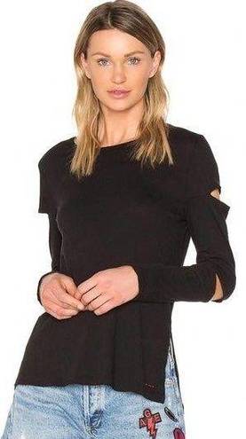 n:philanthropy n:Philanthrophy Gloria Long Sleeve Cutout Top Tee Shirt Black Size Medium