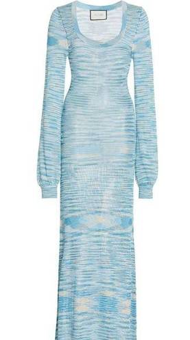 Alexis Katica Dress Soft Blue Space Dyed Knit MIDI Dress w Slip NWT