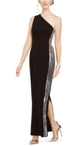 Vince Camuto  Women's Formal Dress Size 6P Black Sequined One Shoulder Long Gown